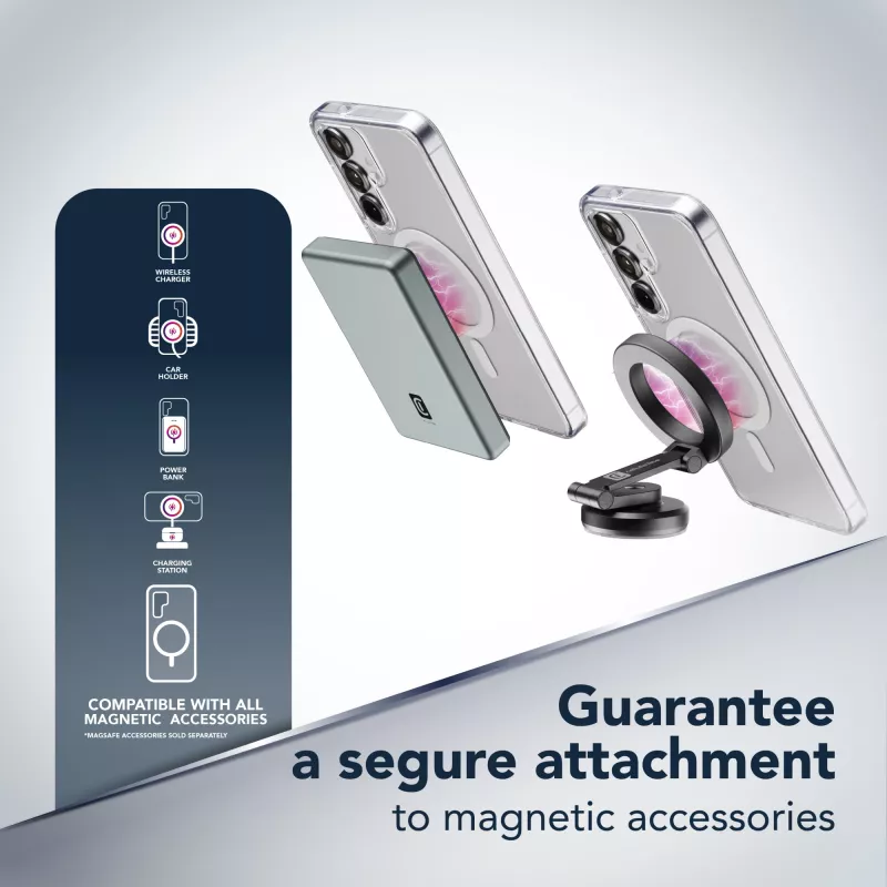 Cellularline Gloss Mag – Galaxy S25 Magnetische Hülle zum Aufladen und Anbringen am MagSafe-Ladegerät