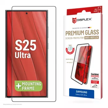 Displex Premium Displayschutzfolie (Full Cover, 10H) für Samsung Galaxy S25 Ultra, Eco-Montagerahmen, Full Cover