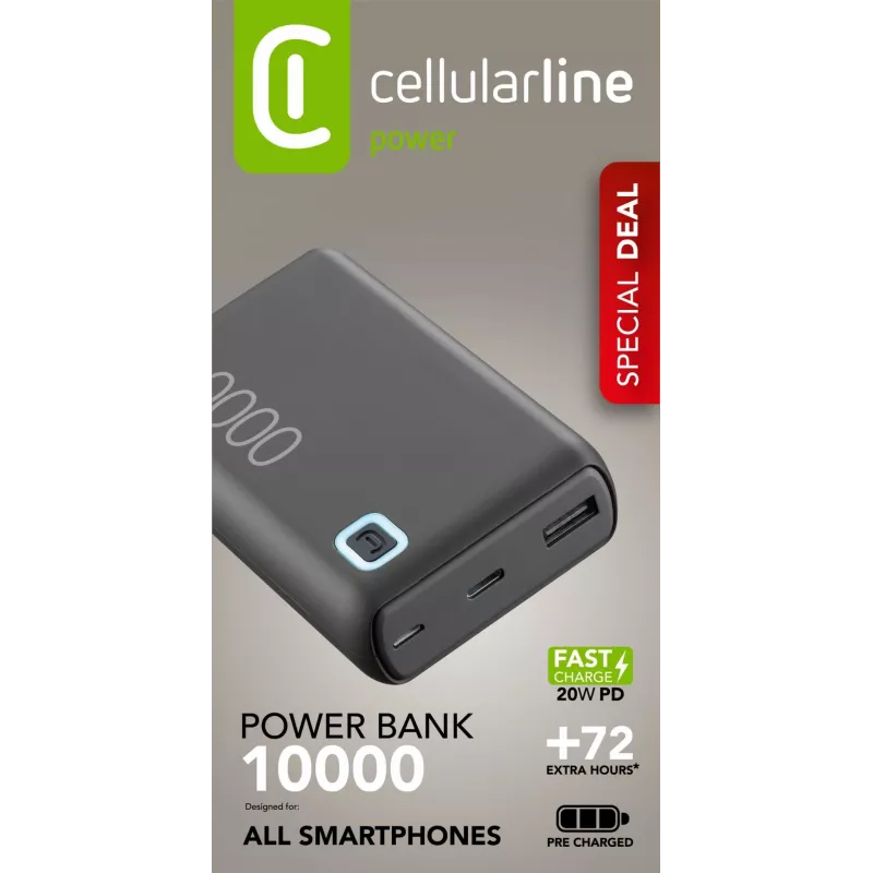 Cellularline ESSENCE TURBO 10000 tragbarer Ladegerät 10000mAh Power Delivery 20W