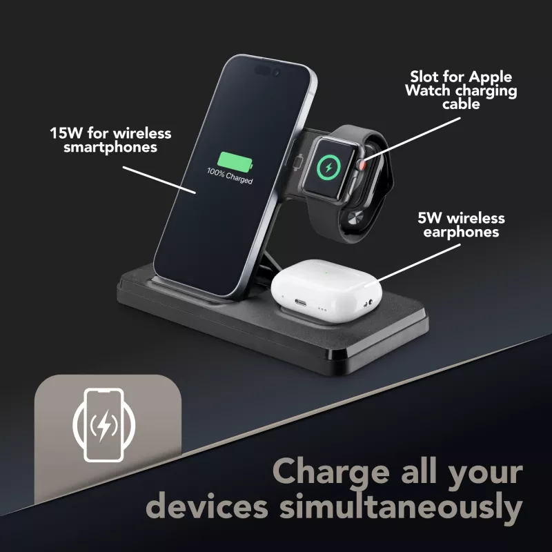 Tech Pop mobile device dock station Smartwatch/Smartphone Schwarz