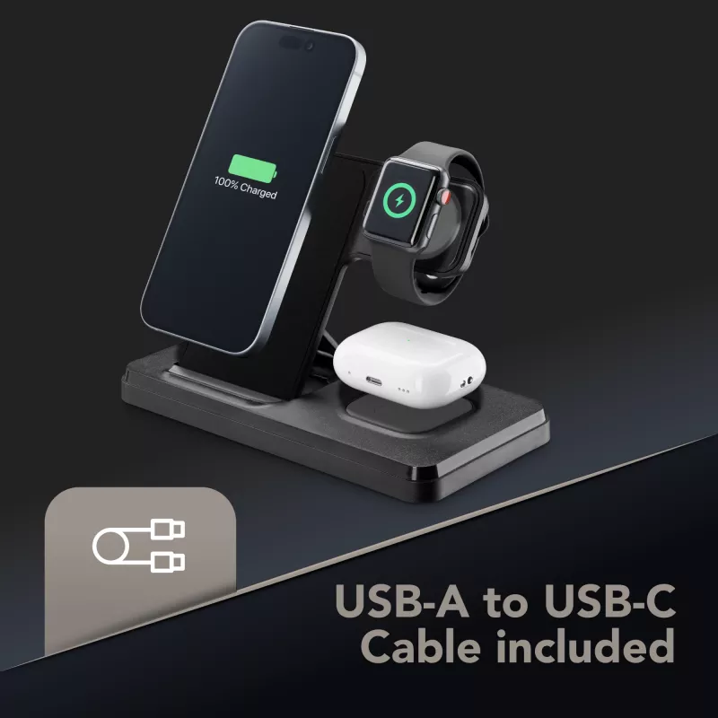 Tech Pop mobile device dock station Smartwatch/Smartphone Schwarz