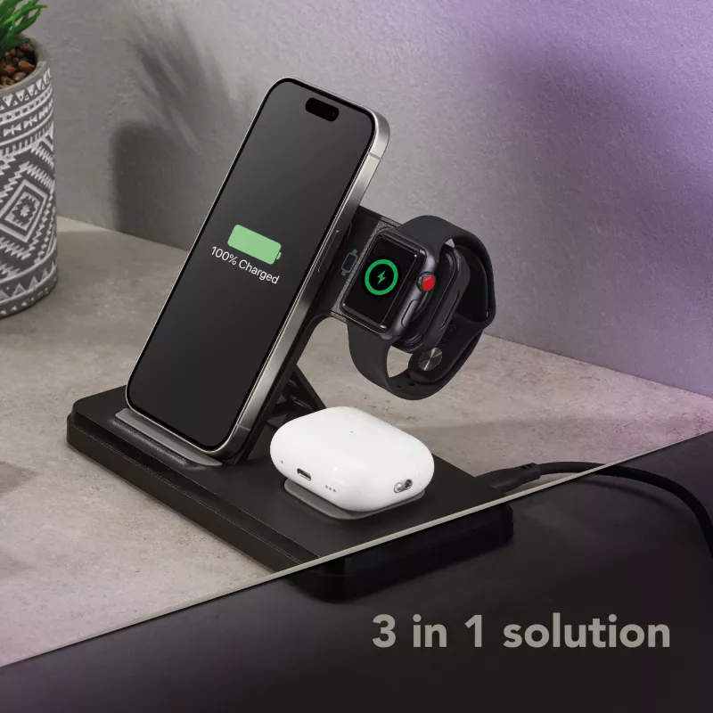 Tech Pop mobile device dock station Smartwatch/Smartphone Schwarz
