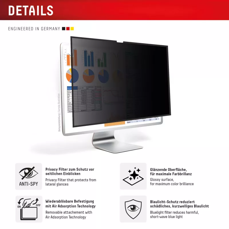 Displex PRIVACY SAFE abnehmbarer Zwei-Wege-Sichtschutzfilter für Studio Display 27 Zoll