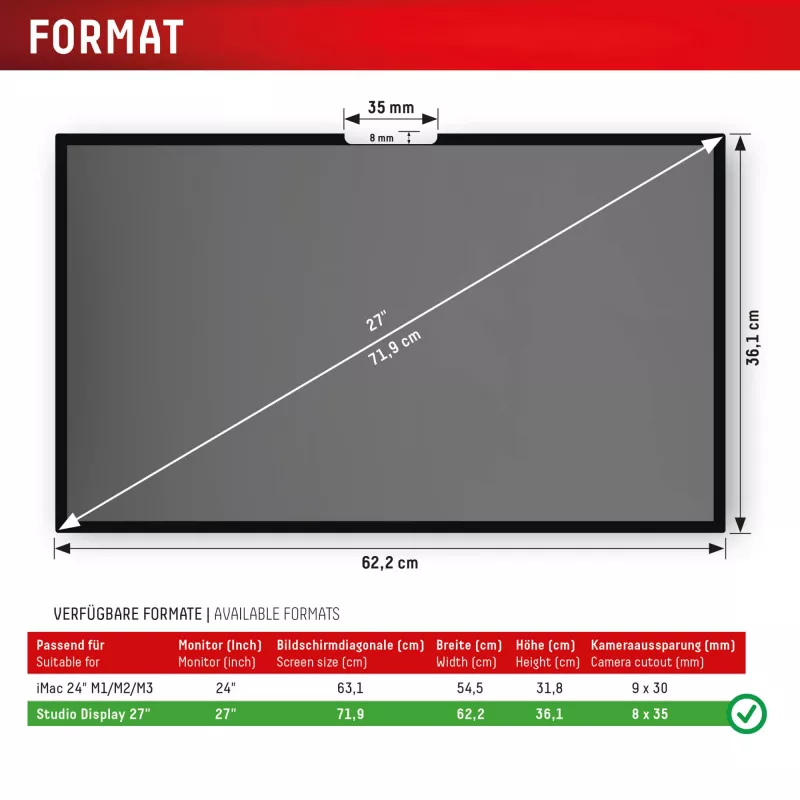 Displex PRIVACY SAFE abnehmbarer Zwei-Wege-Sichtschutzfilter für Studio Display 27 Zoll
