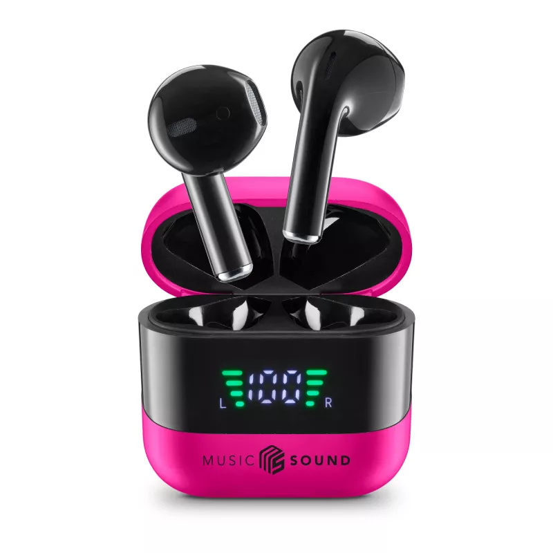 Music Sound SPARK Auricolare TWS con Display LED, True Wireless Stereo (TWS), Anrufe/Musik, 66 g, Headset, Pink