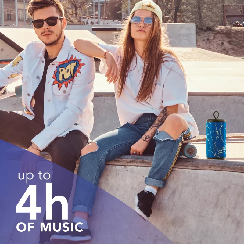 Musik Sound Vertikaler Bluetooth-Lautsprecher 5WATT, 5 W, Kabellos, 0,15 m, Mono tragbarer Lautsprecher, Blau, Zylinder