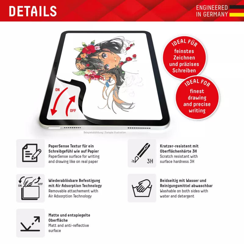 Displex TABLET PAPERSENSE für iPad Pro 13'' (2024)/Air 13'' (2025/2024), abnehmbare Schreib- oder Zeichenfolie mit Paper-Feeling