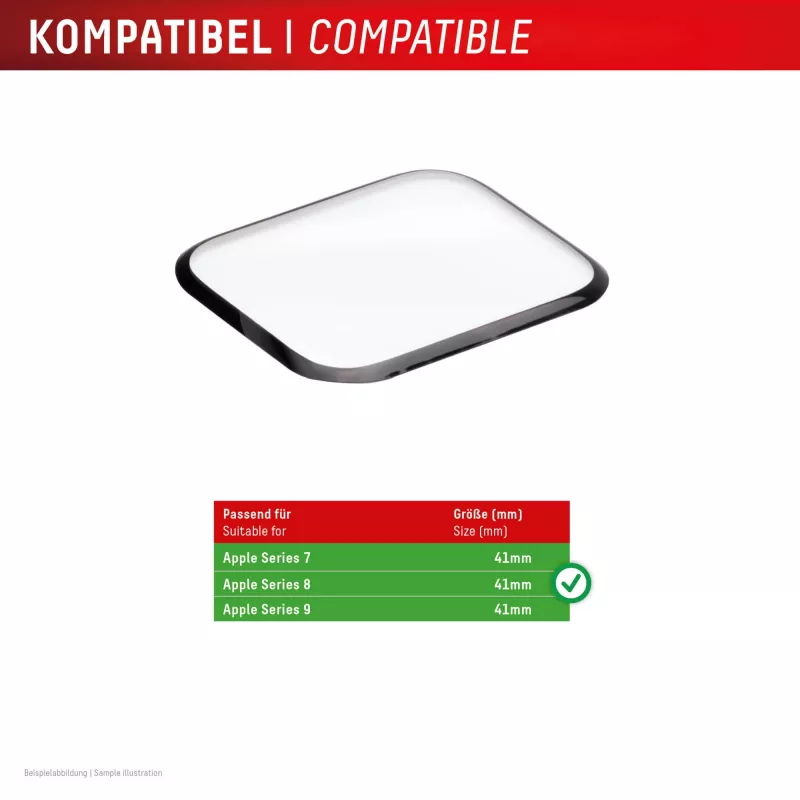 Displex Unzerbrechlicher Vollflächen-Schutzglas für Apple Watch 9/8/7 (41mm), 2er-Pack, ultradünn, randlos, Eco Montage