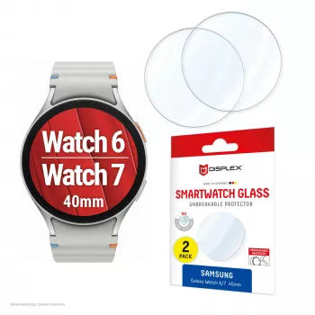 Displex 9H Glass Galaxy Watch 7/6 (40mm), 2er-Pack, ultradünn, randlos, Anti-Schmutz, Hergestellt in Deutschland