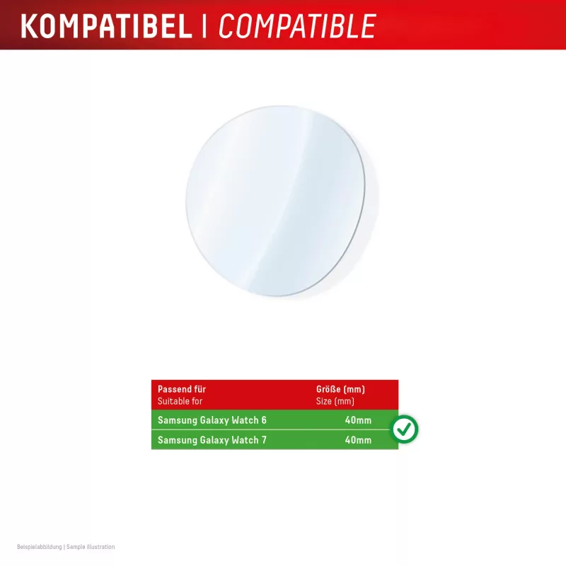 Displex 9H Glass Galaxy Watch 7/6 (40mm), 2er-Pack, ultradünn, randlos, Anti-Schmutz, Hergestellt in Deutschland