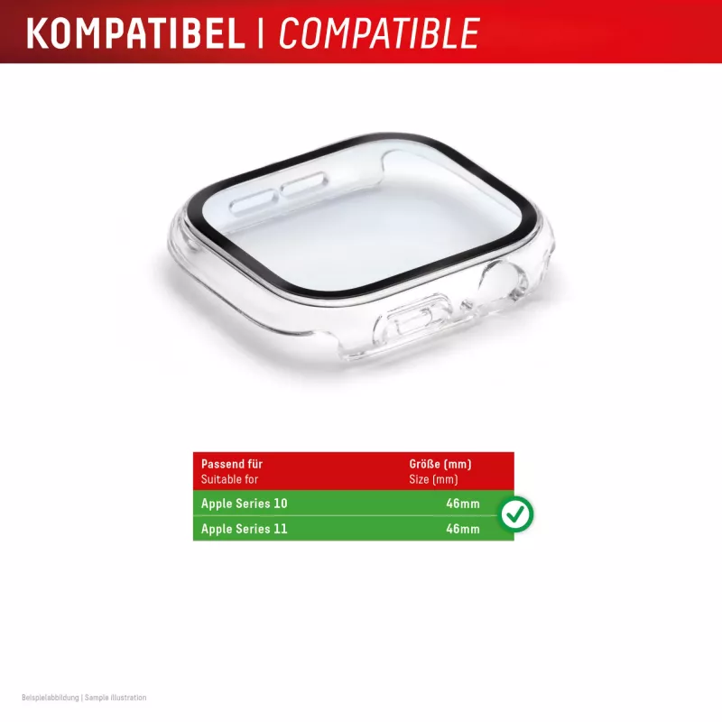 Displayschutz PanzerGlass Displex 10H für Apple Watch 11/10 42 mm, Vollkörper-Glas, IP68, zum Aufclipsen, Schwarz-Matt