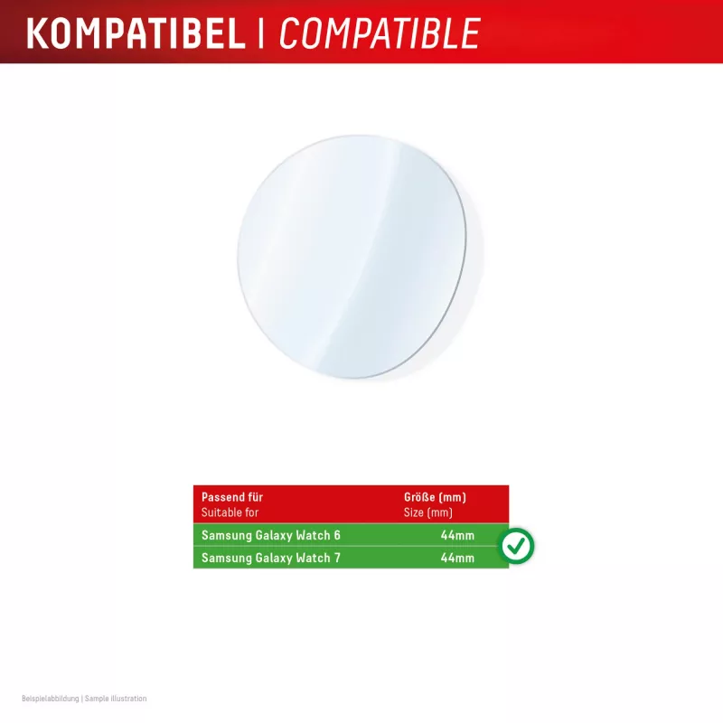 Displex 9H Glas Galaxy Watch 7/6 (44mm), 2er-Pack, ultradünn, randlos, Anti-Fingerprint, made in Germany