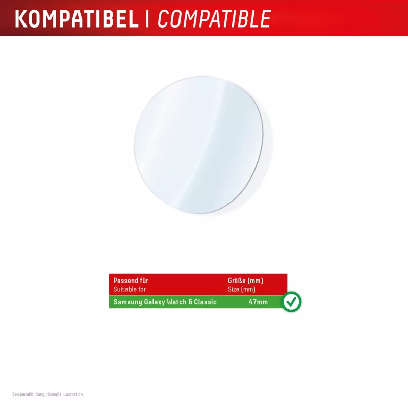 Displex 9H Glass Galaxy Watch 6 Classic (47mm), 2er-Pack, ultradünn, randlos, Anti-Fingerabdruck, Made in Germany