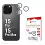 Displex Premium Kameraglas, iPhone 15 Pro/15 Pro Max, 10H, Einzelringe, DLC, transparent, Schnellmontage