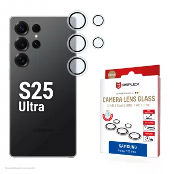 Displex Premium Kamera-Linsenglas, Samsung Galaxy S25 Ultra, 10H, Einzelringe, DLC, transparent, Schnellmontage