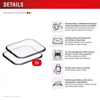 Bildschirmschutz Displex Unbreakable Full Cover Smart Glass Apple Watch 11/10 46mm Ultra-Dünn Randlos 2er-Pack