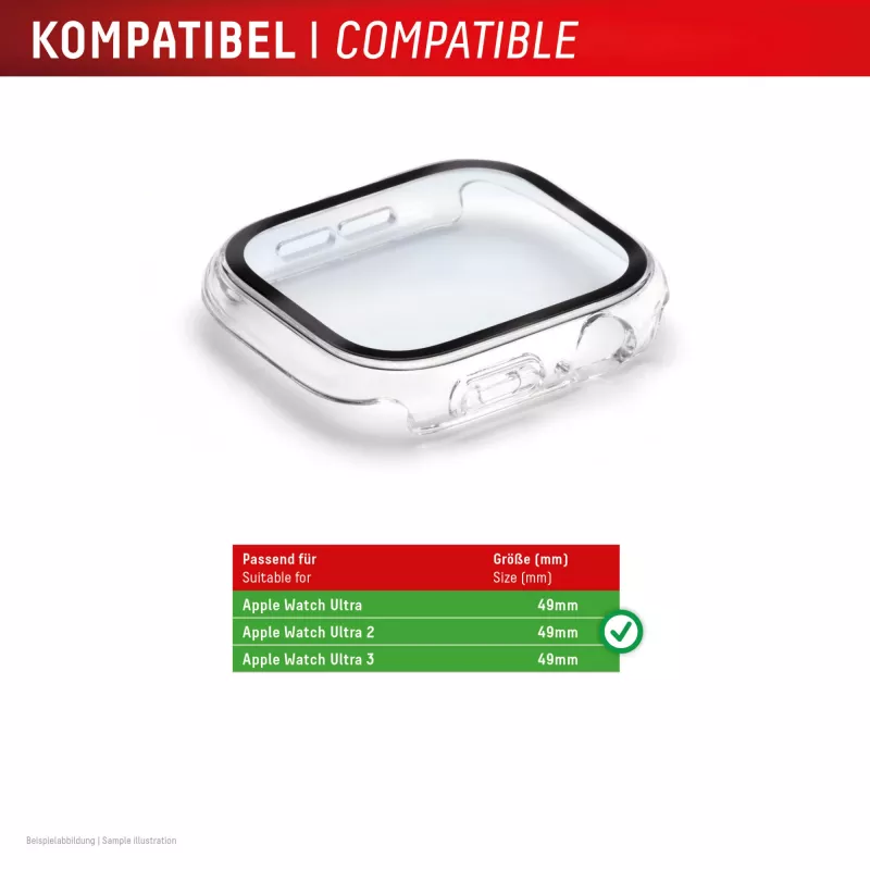 Bildschirmschutz PanzerGlass Displex 10H für Apple Watch Ultra 3/Ultra 2/Ultra (49 mm) – vollflächig, IP68, snap-on, transparent
