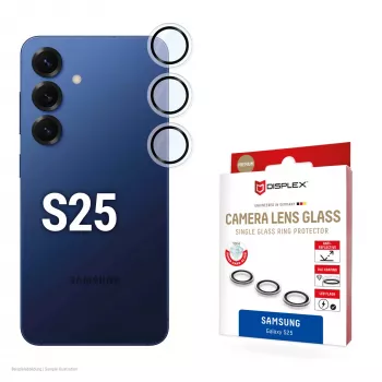 Displex Premium Kamera-Linsenglas, Samsung Galaxy S25, 10H, Einzelringe, DLC, transparent, Quick Mount