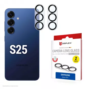 Displex Full Cover Kamera-Linsenglas Samsung Galaxy S25, 10H, Vollständiger Kameraschutz, Schnellmontage, 2er-Pack