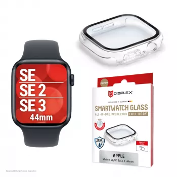 PanzerGlass Displex 10H Hartglas Full-Body Case für Apple Watch SE/SE2/SE3 44mm, IP68, Snap-On, Transparent