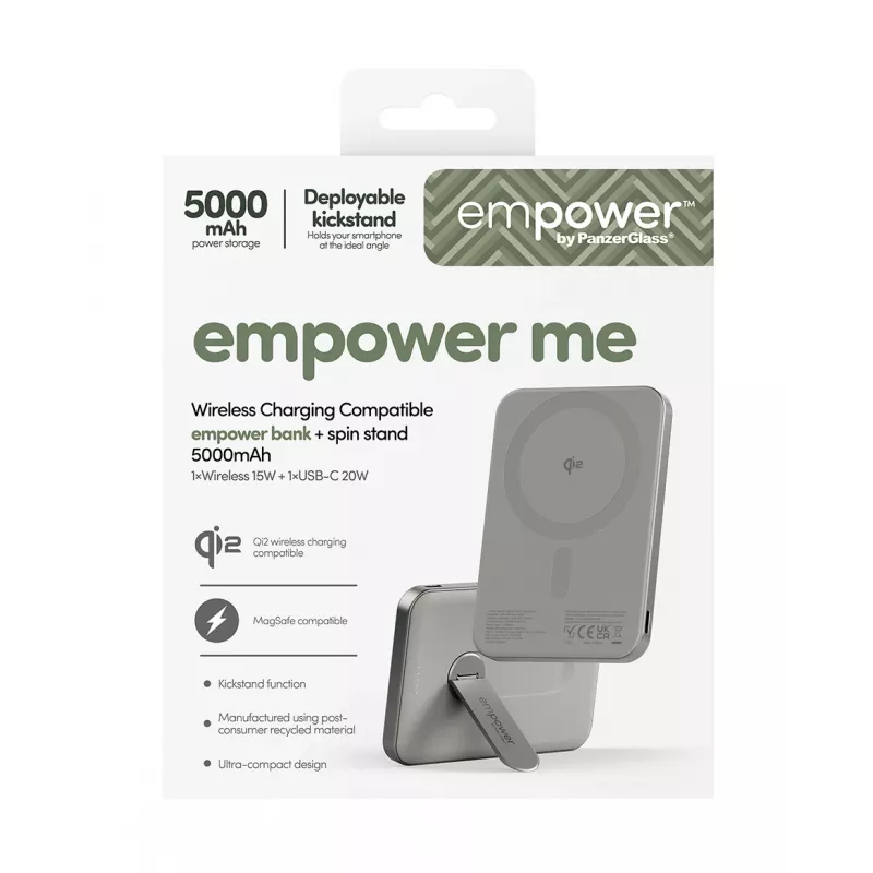 Powerbank PanzerGlass empower by empower Bank mit Spin Stand 5000mAh Titanium