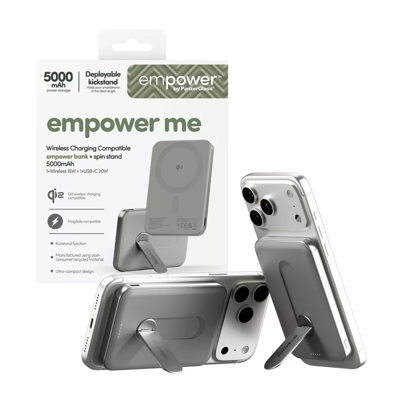 Powerbank PanzerGlass empower by empower Bank mit Spin Stand 5000mAh Titanium