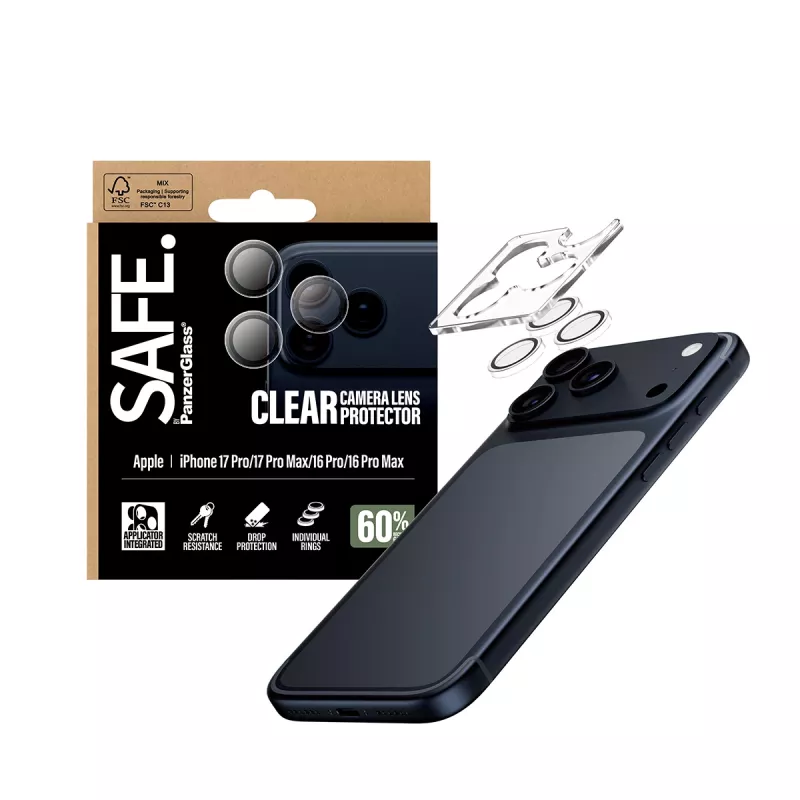 PanzerGlass SAFE. by ® Kamera-Objektivschutz Transparent iPhone 17 Pro | iPhone 17 Pro Max | iPhone 16 Pro | 16 Pro Max