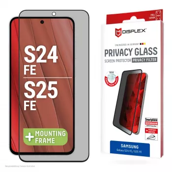 Displex Sichtschutz-Displayschutzfolie (10H) für Samsung Galaxy S25 FE/S24 FE, Eco-Montagerahmen, Sichtschutzfilter