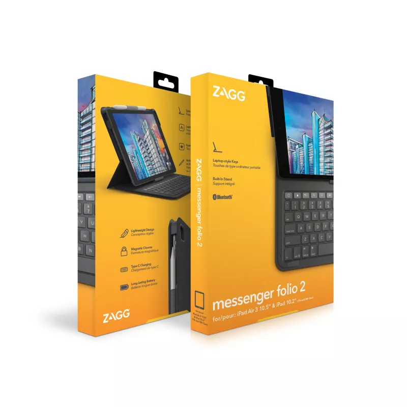 ZAGG Tastatur Messenger Folio 2-Apple-iPad 10.2/10.5-Charcoal-German