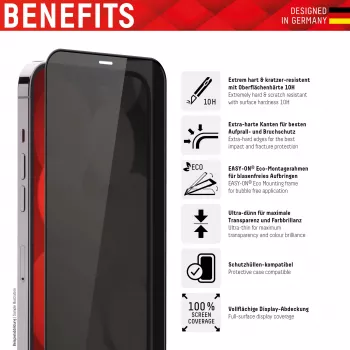Displex Privacy Full Cover Screen Protector (10H) für Apple iPhone XR/11, Montagerahmen, Privacy-Filter, gehärtetes Glas, kratzfeste Schutzfolie, case-freundlich
