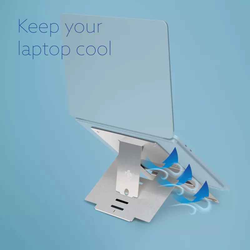 R-Go Tools Laptop-Ständer R-Go Riser Flexible, verstellbarer klappbarer Laptop-Ständer, ergonomisch, Hylite-Aluminium, silber