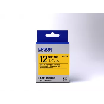 Epson Labelkassette Pastell LK-4YBP Schwarz/Gelb 12 mm (9 m)