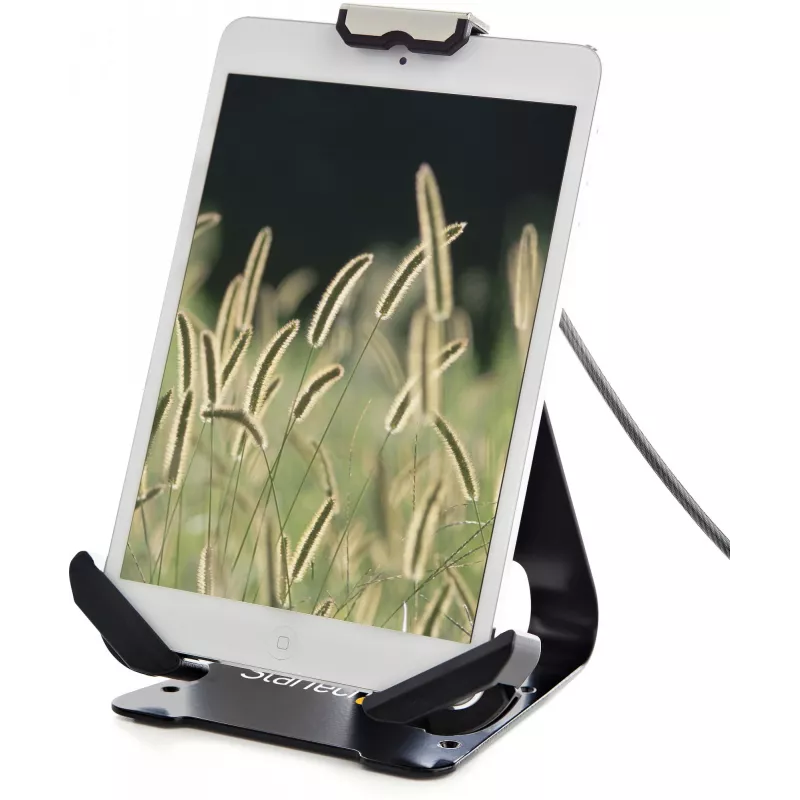 StarTech.com Sicherer Tablet-Ständer mit K-Slot-Kabelschloss – abschließbare Tablet-Halterung für 7,9-Zoll- bis 13-Zoll-Tablets – universelle, verstellbare Tablet-Montierung für Schreibtisch/Oberfläche – abschließbare Diebstahlschutz-Halterung