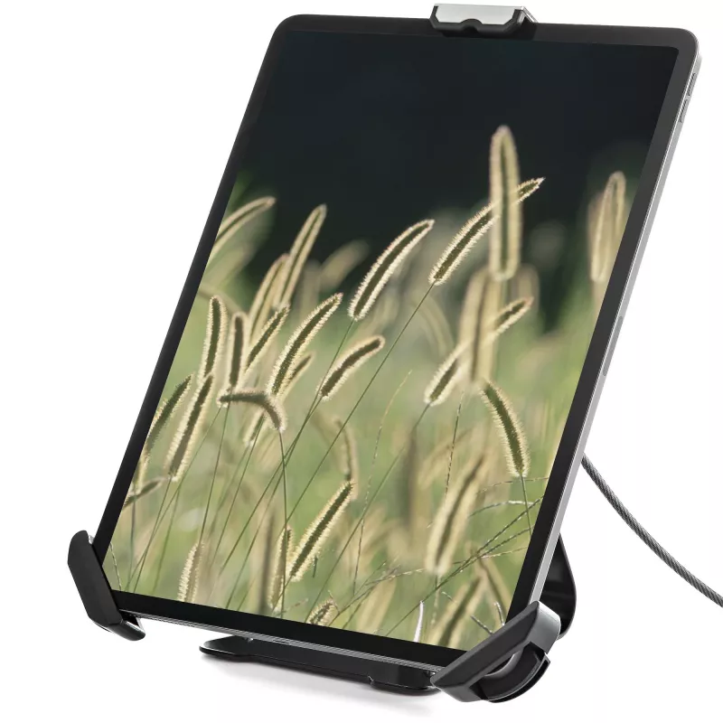 StarTech.com Sicherer Tablet-Ständer mit K-Slot-Kabelschloss – abschließbare Tablet-Halterung für 7,9-Zoll- bis 13-Zoll-Tablets – universelle, verstellbare Tablet-Montierung für Schreibtisch/Oberfläche – abschließbare Diebstahlschutz-Halterung