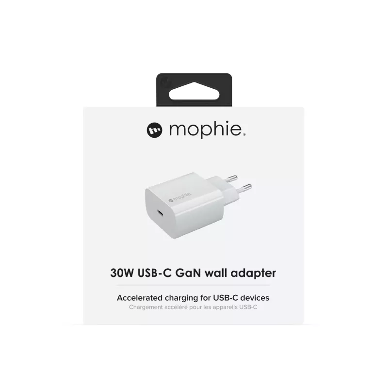 Wandadapter mophie Accessories USB-C 30W GaN Weiß EU Schnellladung