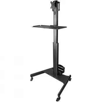 StarTech.com Mobiler Workstation-Wagen mit Monitorhalterung, CPU/PC-Halter, Tastaturablage – Ergonomischer höhenverstellbarer Desktop-Computerwagen – Rollende mobile Steharbeitsstation auf Rädern