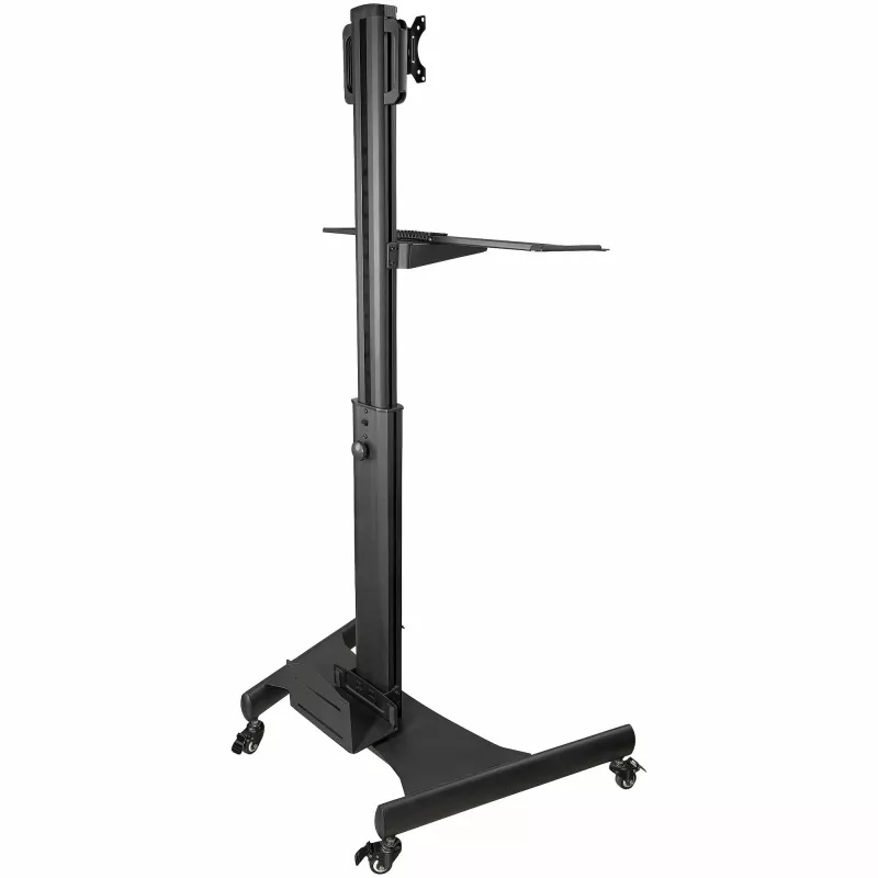 StarTech.com Mobiler Workstation-Wagen mit Monitorhalterung, CPU/PC-Halter, Tastaturablage – Ergonomischer höhenverstellbarer Desktop-Computerwagen – Rollende mobile Steharbeitsstation auf Rädern