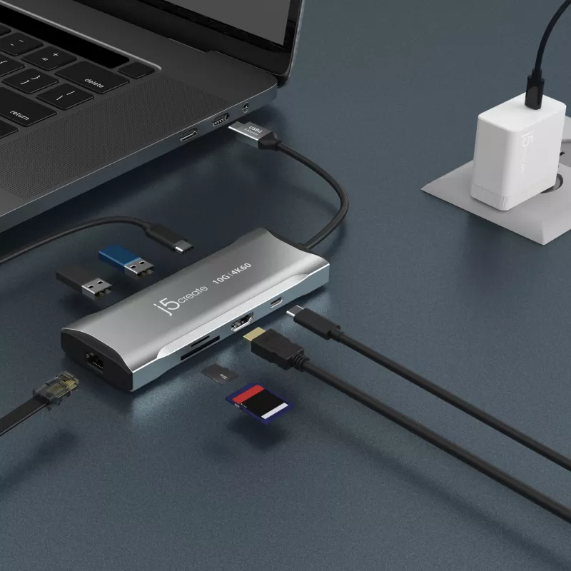j5create JCD393 4K60 Elite USB-C® 10Gbps Mini Dock, Space Grau