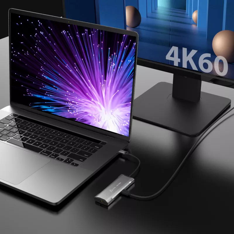 j5create JCD393 4K60 Elite USB-C® 10Gbps Mini Dock, Space Grau