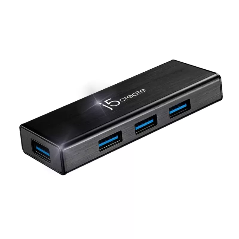USB-Hub j5create JUH340 4-Port USB 3.0 Schwarz Aluminium