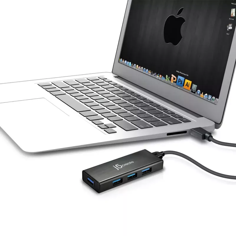 USB-Hub j5create JUH340 4-Port USB 3.0 Schwarz Aluminium