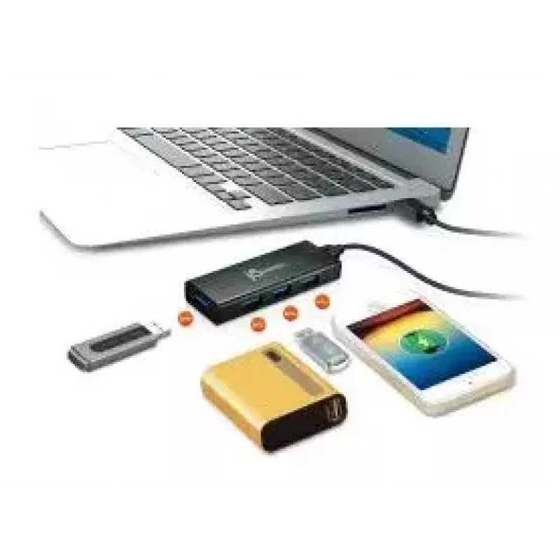 USB-Hub j5create JUH340 4-Port USB 3.0 Schwarz Aluminium