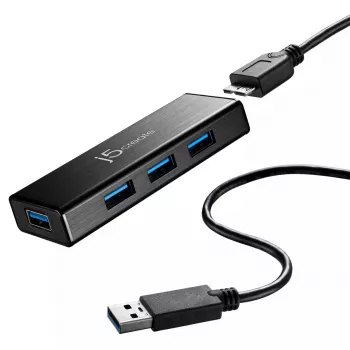 USB-Hub j5create JUH340 4-Port USB 3.0 Schwarz Aluminium