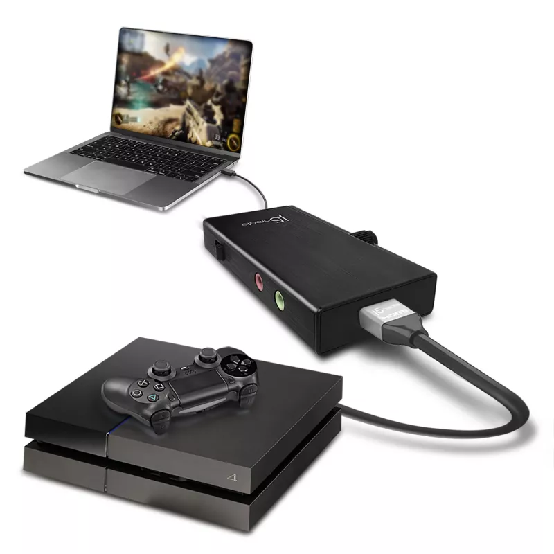 j5create JVA02 Live Capture Adapter HDMI™ auf USB-C™ mit Power Delivery, Schwarz