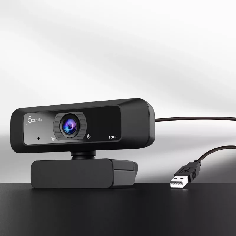 j5create JVCU100 USB™ HD-Webcam mit 360°-Rotation, 1080p Videoaufnahmeauflösung, Schwarz