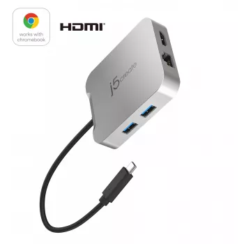 j5create JCD391 4K60 Elite USB-C® PD Multi-Port-Adapter, Silber