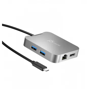 j5create JCD391 4K60 Elite USB-C® PD Multi-Port-Adapter, Silber