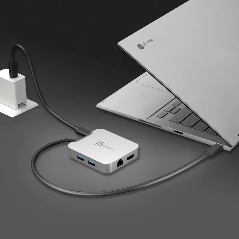 j5create JCD391 4K60 Elite USB-C® PD Multi-Port-Adapter, Silber