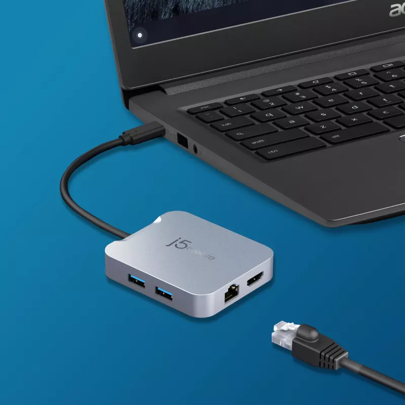 j5create JCD391 4K60 Elite USB-C® PD Multi-Port-Adapter, Silber