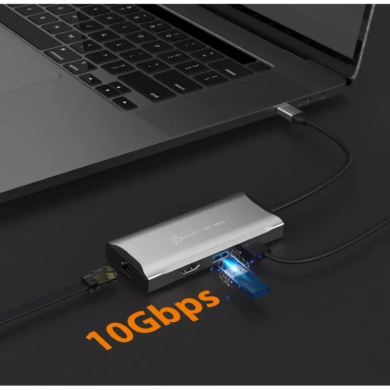 j5create JCD392 4K60 Elite USB-C® 10Gbps Travel Dock, Space Grau
